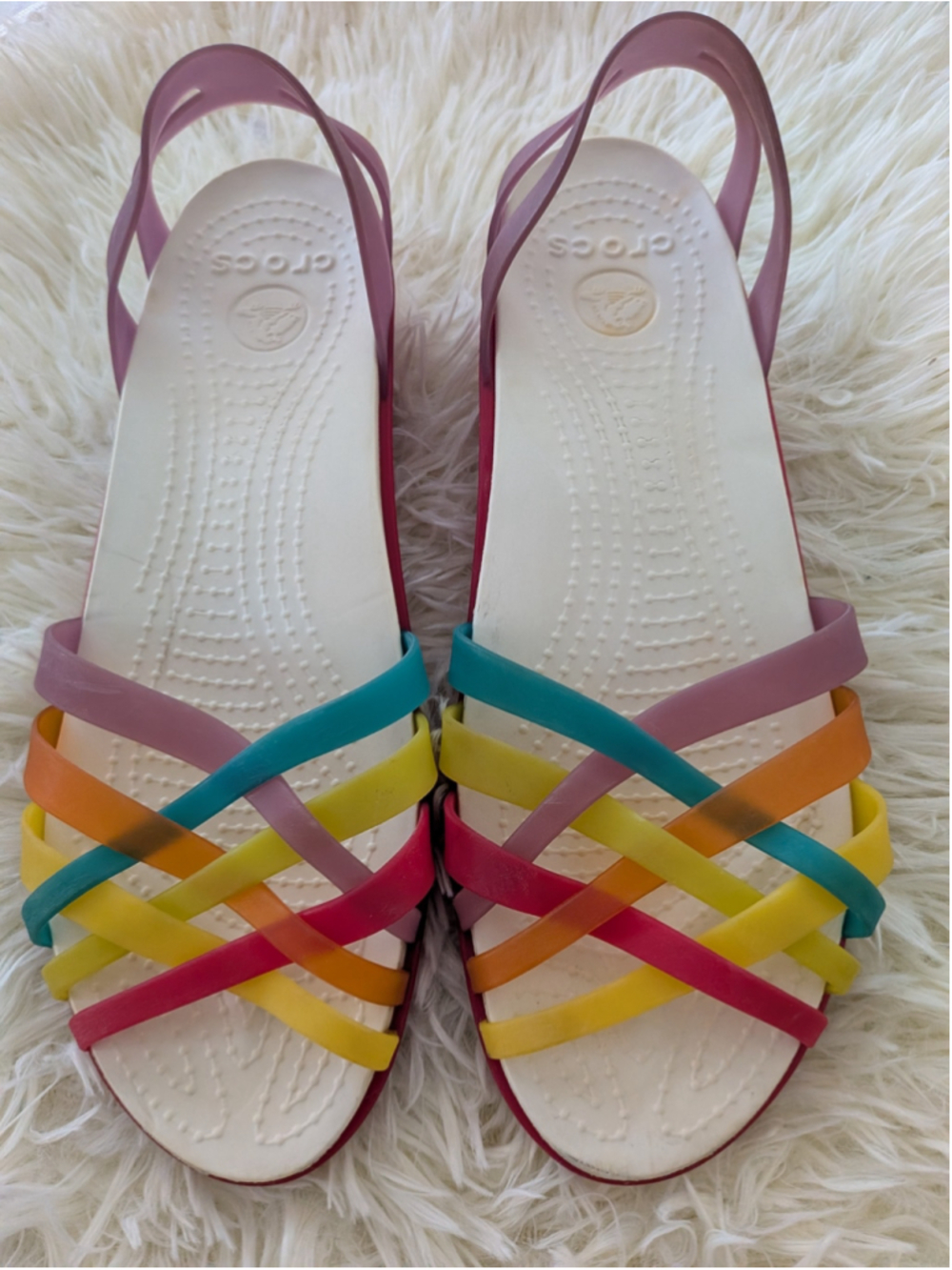 Crocs Huarache Rainbow Slingback Sandals Women's 9W Multicolor Comfort - Picture 11 of 11